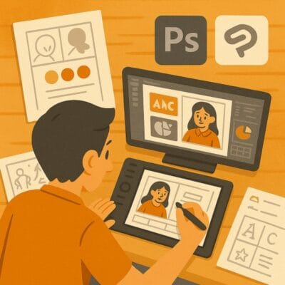ilustrasi proses pembuatan komik dan ilustrasi