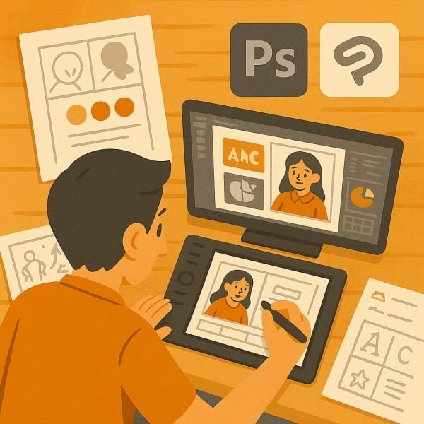 ilustrasi proses pembuatan komik dan ilustrasi