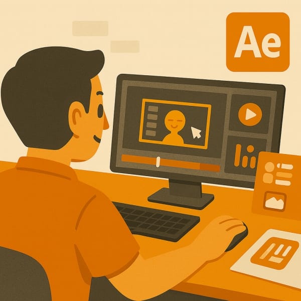 ilustrasi dashboard software adobe after effect